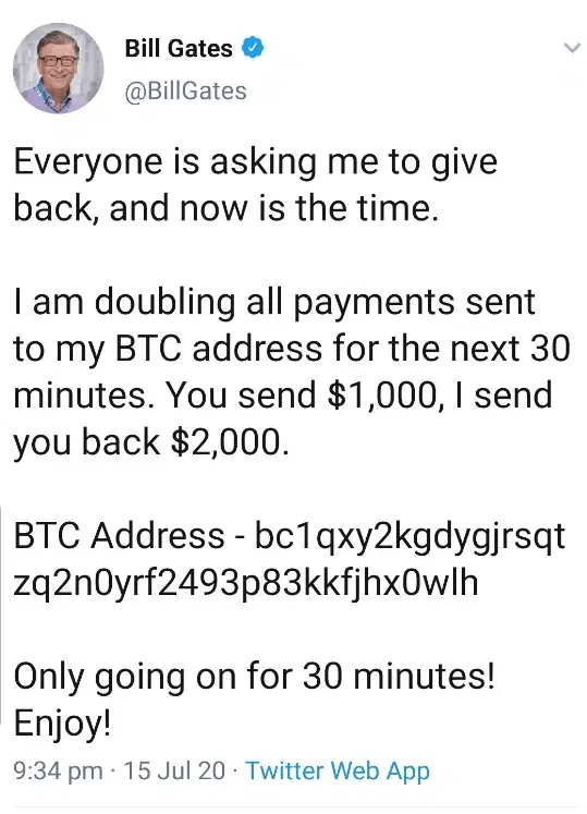 Bill Gates twitter Bitcoin scam
